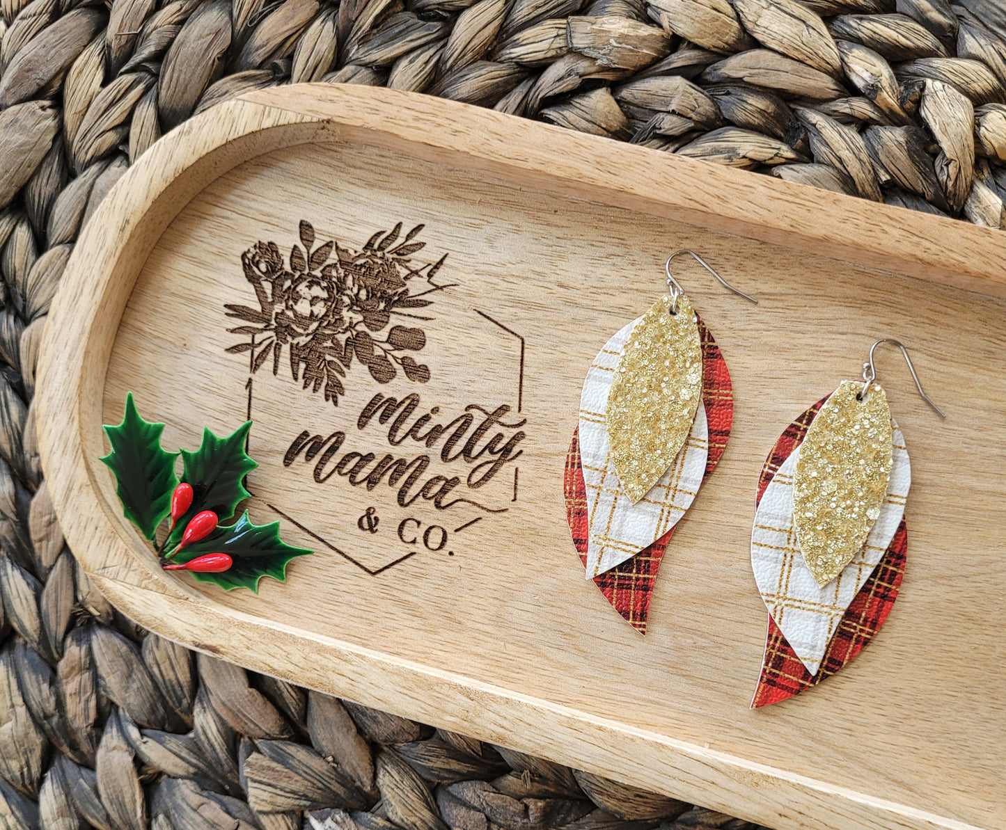 Flame Dangle Earrings:: Christmas Tartans