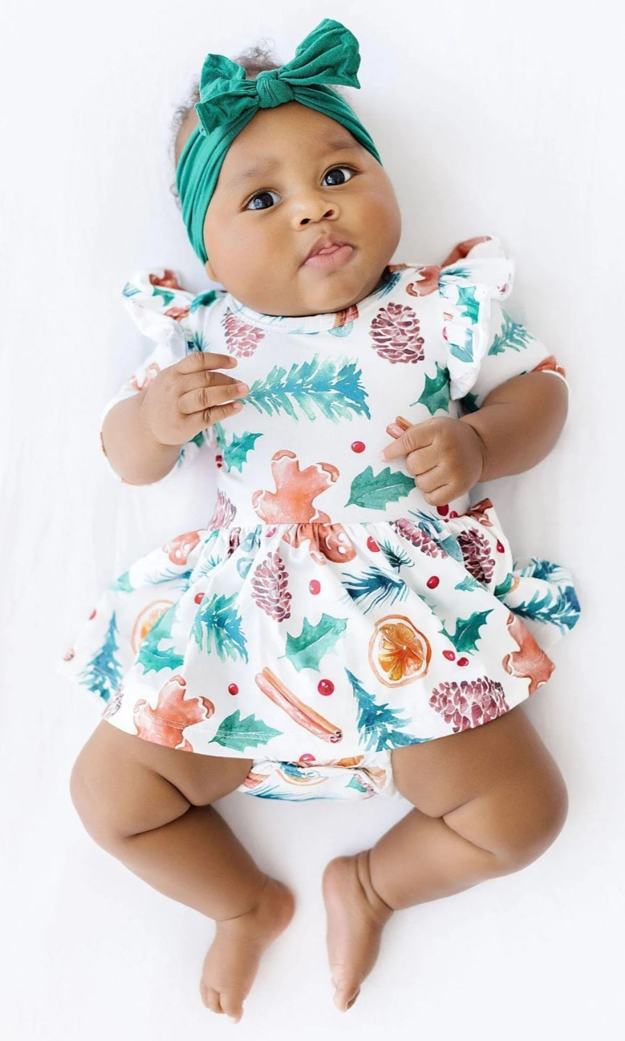 *SALE* Twirl Bodysuit Ruffle Sleeve Dress:: Christmas Spice