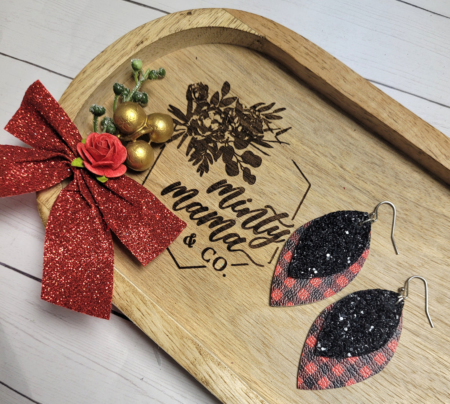 Dangle Earrings:: Buffalo Plaid Sparkle