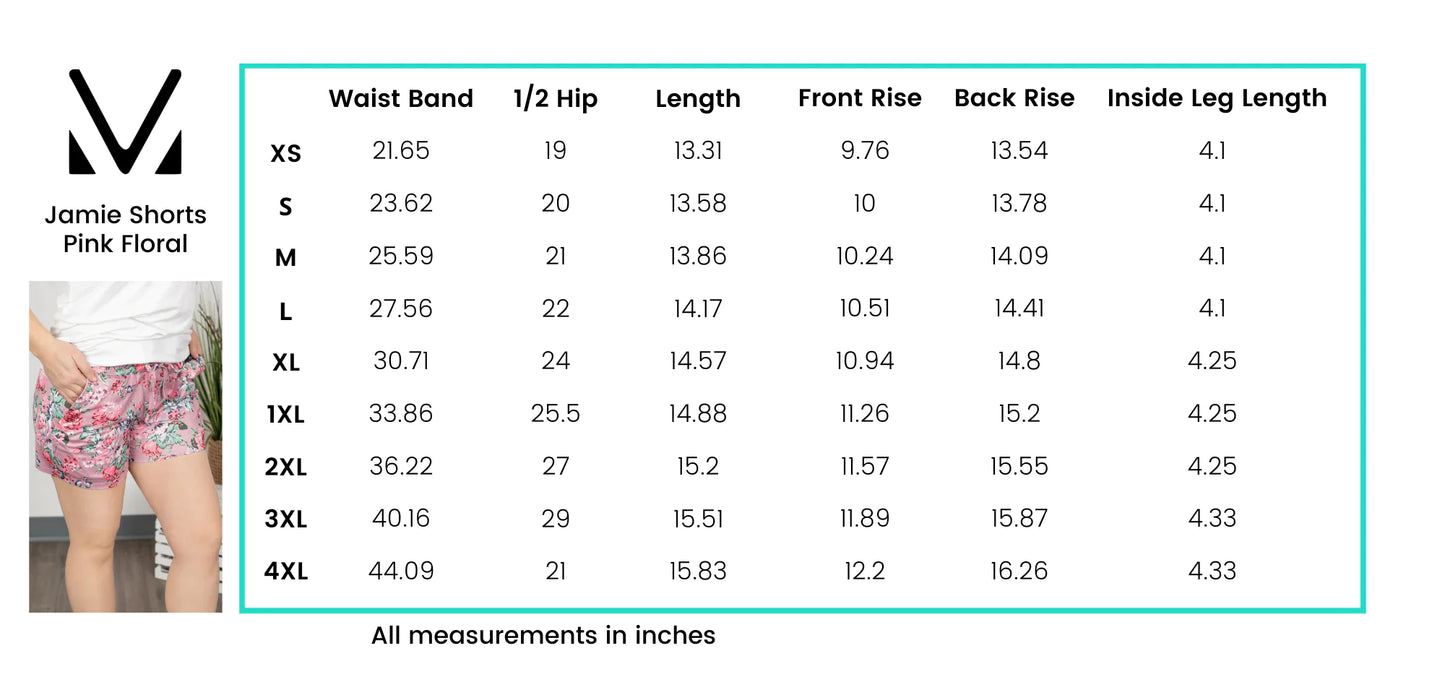 *SALE* Jamie Shorts:: Pink Floral- 2XL