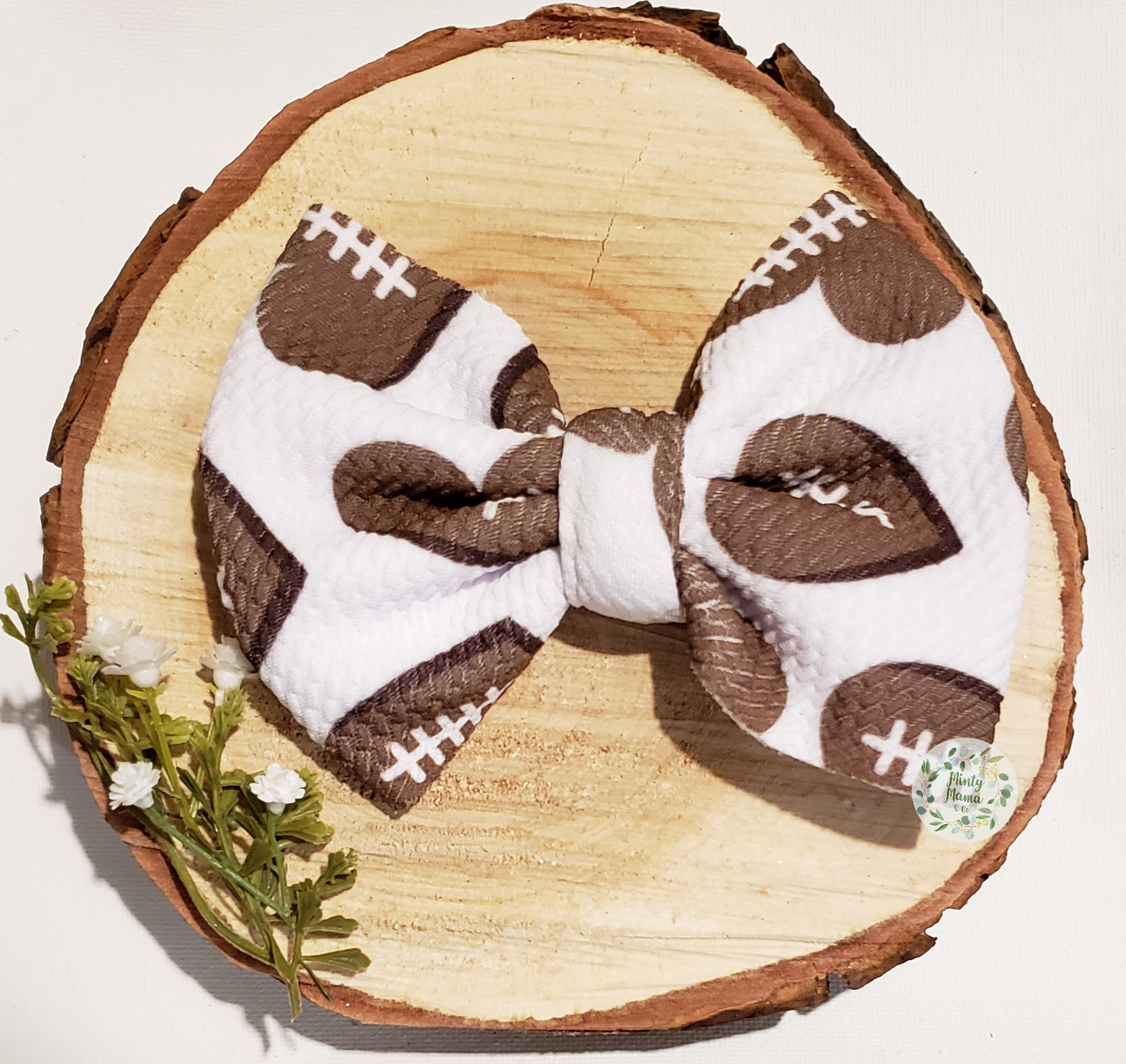 Fabric Bow:: Football Hearts