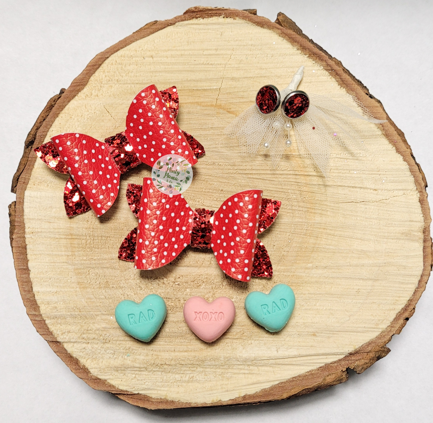 Earring Studs:: Red Glitter