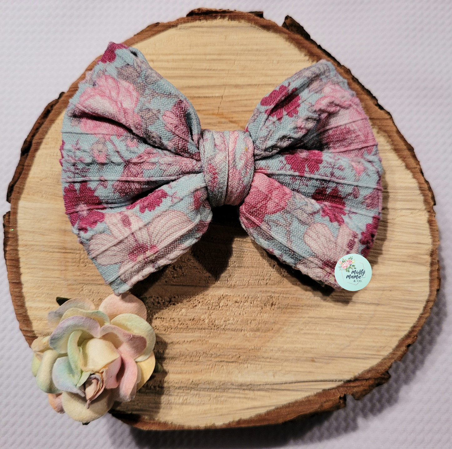Braided Knit Fabric Bow:: Vintage Floral