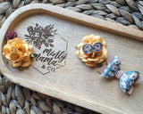 Earring Studs:: Floral with Teal