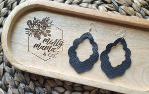 Scallop Dangle Earrings:: Genuine Black