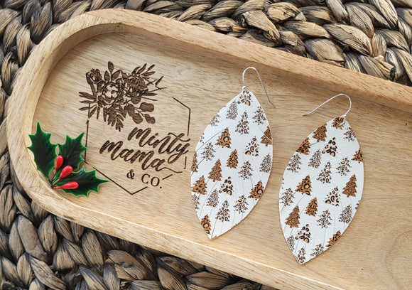 Feather Dangle Earrings:: Leopard Trees