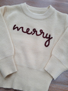 RTS:: 12-18M Rope Embroidered Merry Sweater