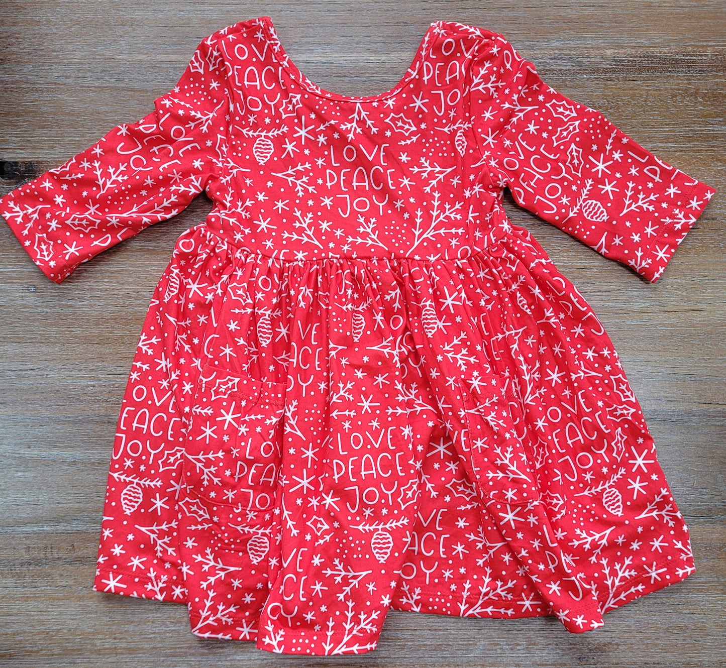 *SALE*-3/4 Sleeve Pocket Twirl Dress:: Love, Peace, Joy