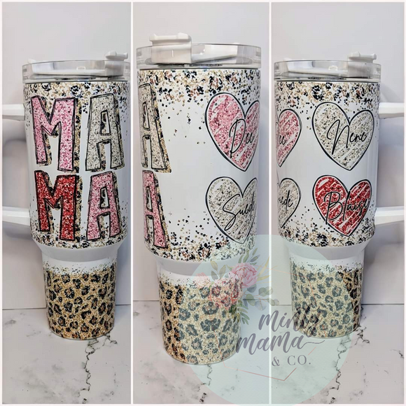 40 oz. Metal Tumbler:: Custom Glitter Leopard