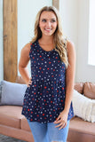 RTS- *SALE* Ruffle Tank:: R W & Stars