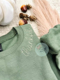 RTS- XL Embroidered Crew:: Thankful- Military Green