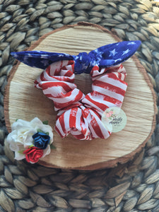 RTS:: Distressed 'Merica Top Knot Scrunchie