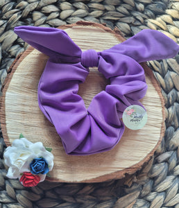 RTS:: Purple Swim Material Top Knot Scrunchie