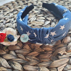 RTS:: Denim Stars Top Knot Headband