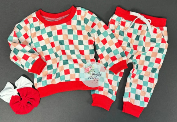 Soft Waffle Lounge Set:: Christmas Checkers