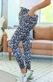 RTS:: **SALE**Athleisure Leggings:: Black Microfloral