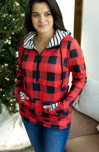 RTS:: *SALE* CLOUD HalfZip Hoodie:: Buffalo Plaid & Stripes