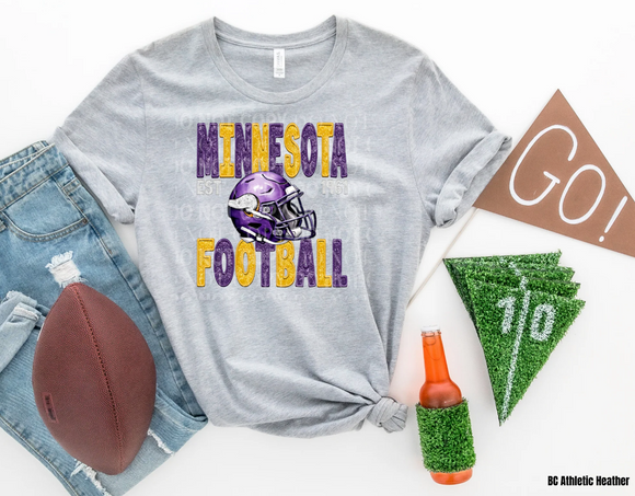 Adult TEE:: Faux Sequin MN Football