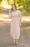 RTS:: Reagan Ribbed Midi Dress:: Sand and Rust Floral