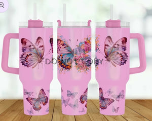 40 oz. Metal Tumbler:: Butterflies