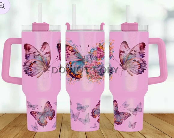 40 oz. Metal Tumbler:: Butterflies