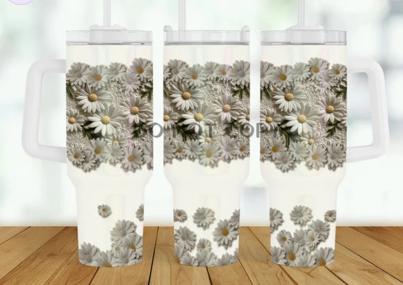 40 oz. Metal Tumbler:: 3D Daisy