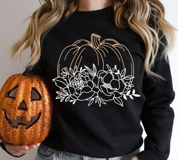 Adult TEE:: Floral Pumpkin