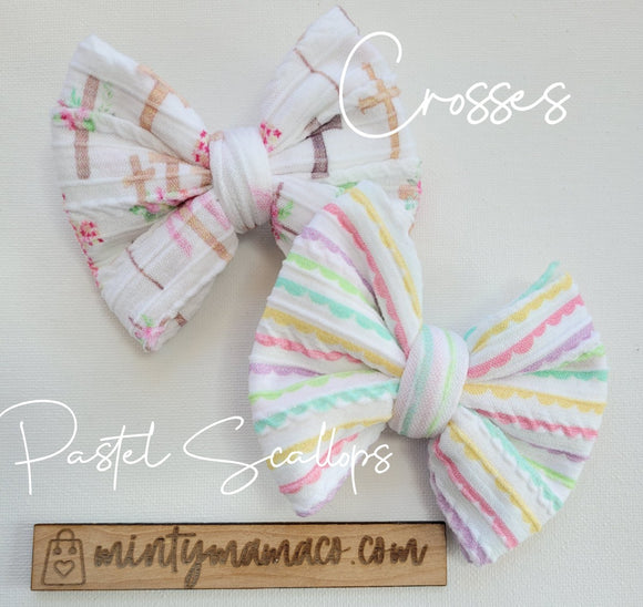 Braided Knit Fabric Bow:: Easter Prints