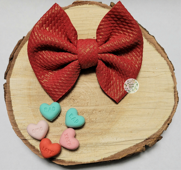 Fabric Bow:: Gold Red SHIMMER