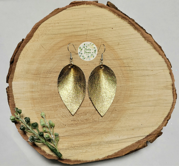 Dangle Earrings:: GOLD Metallic Genuine Leather