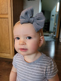 Braided Knit Fabric Bow:: Gray