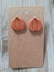 RTS:: Orange Clay Pumpkin Earrings