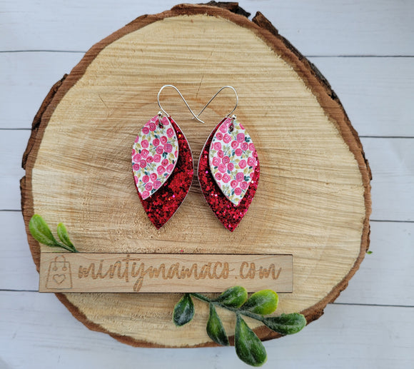 Dangle Earrings:: Magenta Floral