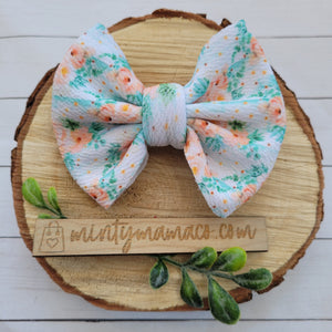 Fabric Bow:: Peach Floral Mint