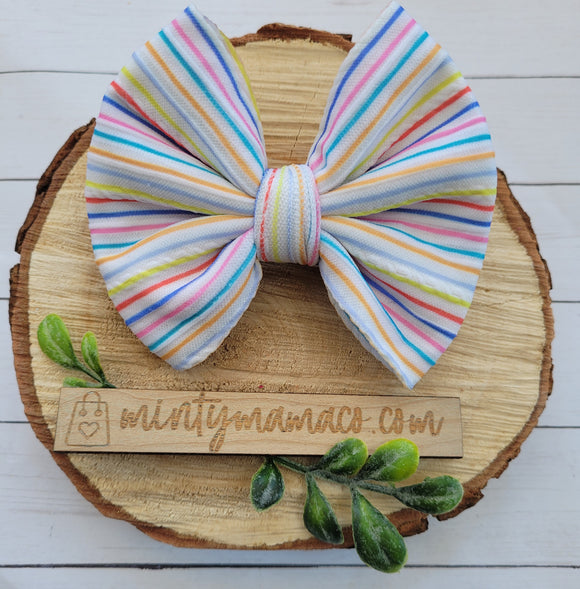 Braided Knit Fabric Bow:: Bright Stripes