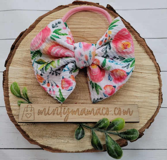 Fabric Bow:: Pink Peonies