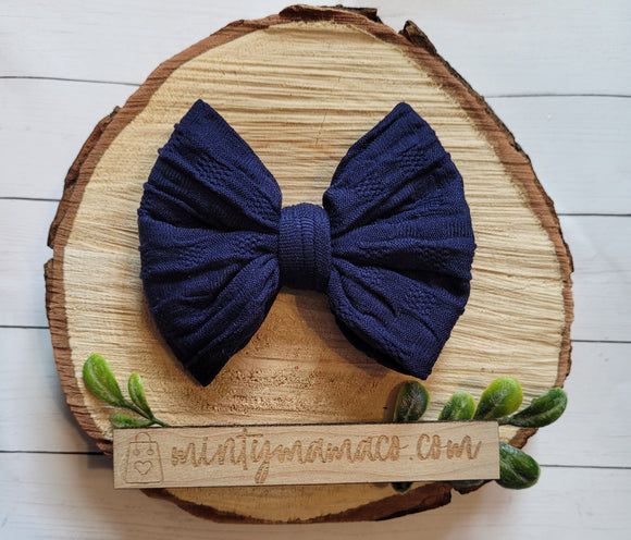 Woven Nylon Fabric Bow:: Navy