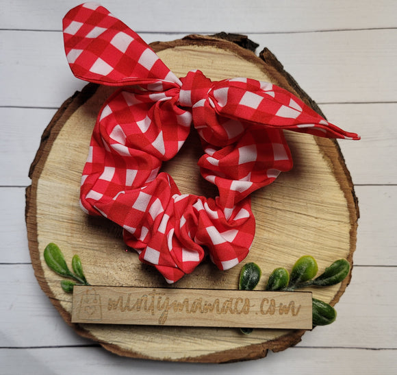 RTS:: Red Gingham Top Knot Scrunchie