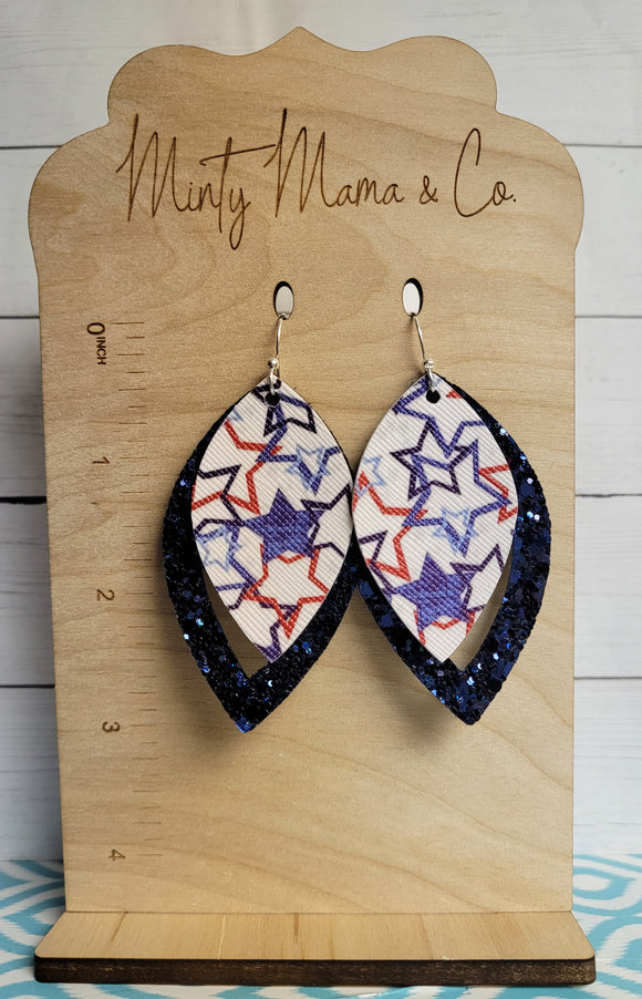 Dangle Earrings:: Navy Sparkle Stars