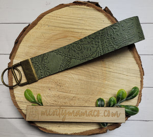 Key Fob Wristlet:: Olive Embossed Lace