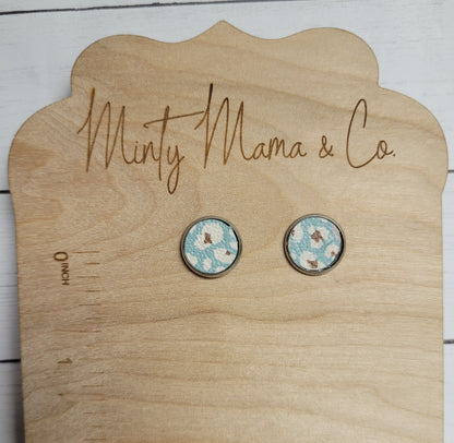 Earring Studs:: Blue Leopard Pumpkin