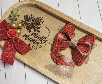 Snap Clips:: Sparkly Red Christmas Plaid-2 pack