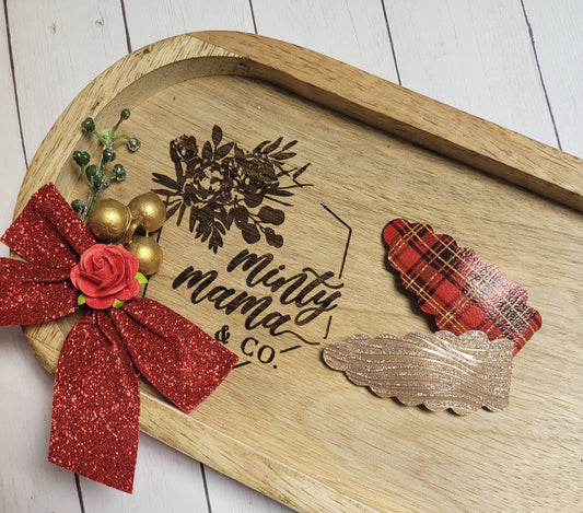 Snap Clips:: Sparkly Red Christmas Plaid-2 pack