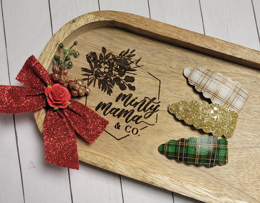 Snap Clips:: Christmas Plaid & Sparkle-3 pack