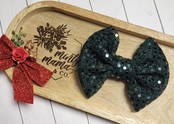 Fabric Bow:: Green Sequin