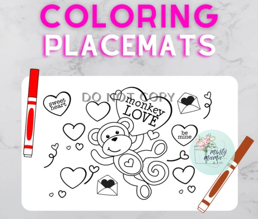 Coloring REUSABLE Placemats:: Valentine's Themed