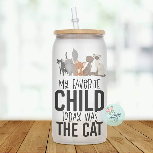 Glass Can Tumbler:: Fav Cat Child