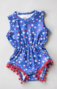 *SALE* RTS:: Pom Pom Romper:: All The Stars