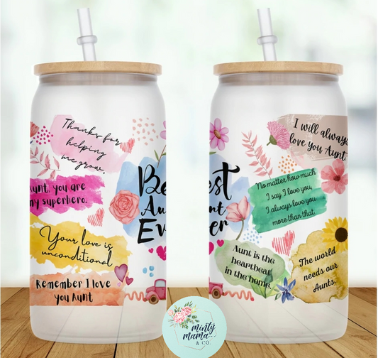 Glass Can Tumbler:: Best Aunt
