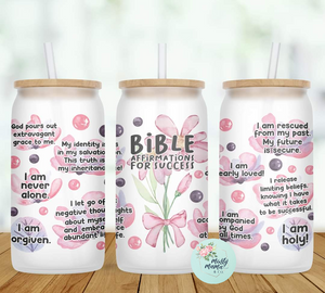 Glass Can Tumbler:: Bible Affirmations